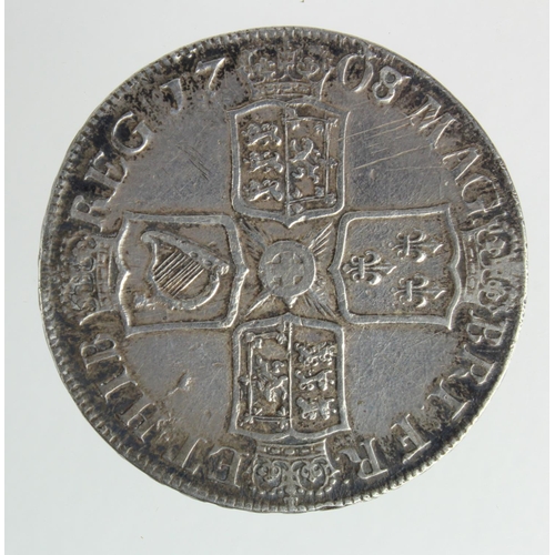 83 - Crown 1708/7 E below bust. GF or better but cleaned, a few edge bruises and haymarks