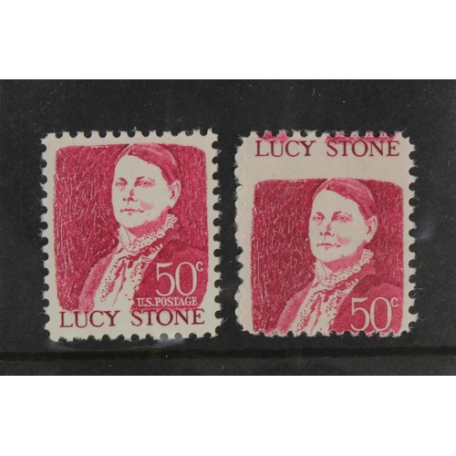 863 - USA misplaced perforation error vertical shift 1965 Prominent Americans (Lucy Stone) 50c stamp, Scot... 