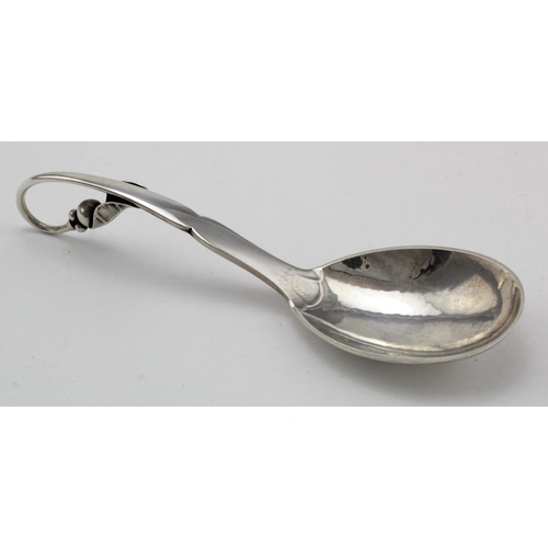 1005 - Georg Jensen silver naturalistic spoon/ladle marked Georg Jensen 21 sterling, Denmark + Import marks... 