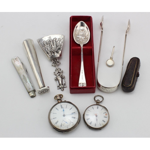 1012 - Mixed lot of silver, various makers & dates, comprising two white metal, non working, open-faced wat... 