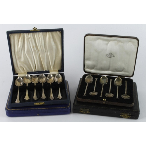 1028 - Four cased sets of six teaspoons, silver weight 7.5 oz. approx.