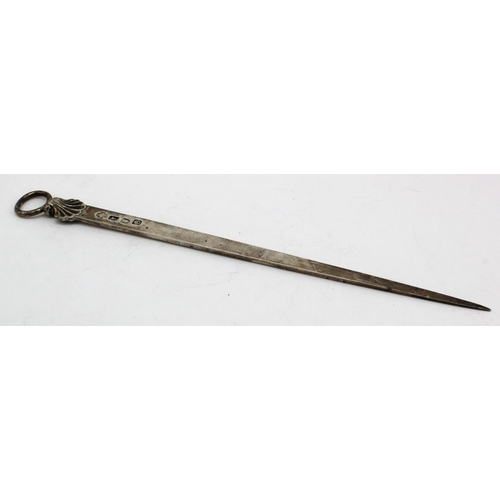 1037 - Silver George IV meat skewer, hallmarked 'EEAA, London 1762 (Edward Aldridge I & Edward Aldridge II)... 