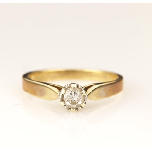 159 - 9ct yellow gold diamond solitaire ring, estimated weight approx 0.25ct, round brilliant cut, estimat... 