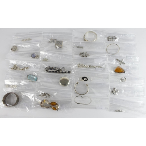 588 - Selection of ex dealers stock of silver / white metal jewellery. Priced but never shown at fairs or ... 