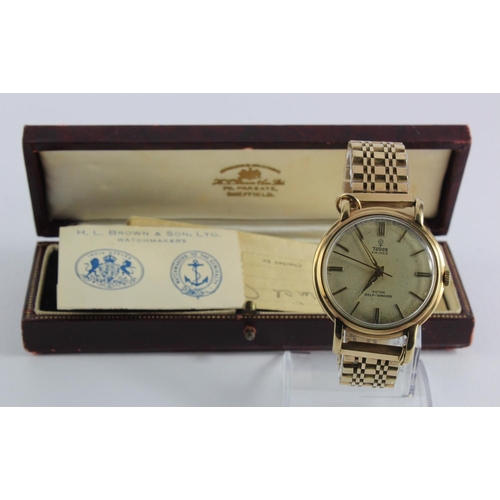 658 - Gents 9ct gold cased Tudor Prince (by Rolex) wristwatch on a 9ct gold bracelet,in an old box with pu... 