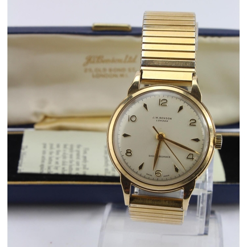 719 - Gents 9ct cased Benson manual wind wristwatch circa 1962, presentationally engraved on the back, wor... 