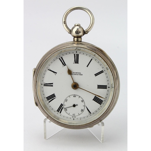 755 - Gents silver cased open face pocket watch by H Samuel. Manchester. Hallmarked Birmingham 1909. The s... 