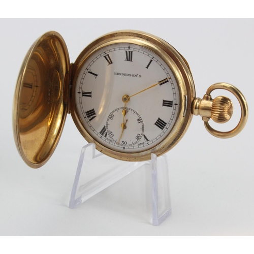 778 - Gents gold plated full hunter pocket watch by Henderson's in the Dennison 