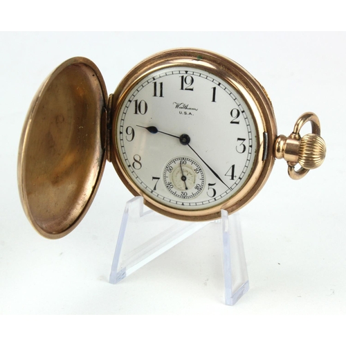 794 - Gents gold plated full hunter pocket watch by Waltham in the Dennison star case (circa 1924) . The w... 