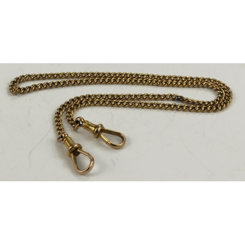 799 - 9ct pocket watch chain. Length approx 34.5cm, weight 4.2g