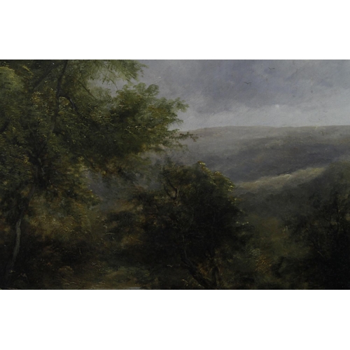 837 - Boddington, T.H (unverified) Oil on panel titled, 'Landscape with Herder and Cow Beneath a Tree'. Pa... 