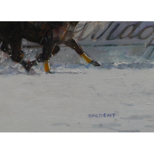 848 - Horses/sporting interest. David Dent (British b.1959) Oil on canvas board.  Title on card insert, 'N... 