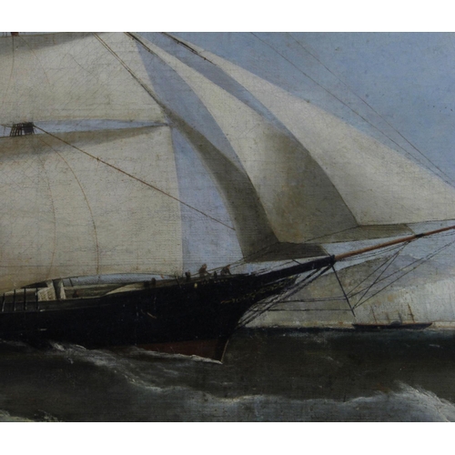 867 - Maritime interest. Oil on canvas board. Study of the sailing ship, 'Sea Lark'. The painting clearly ... 