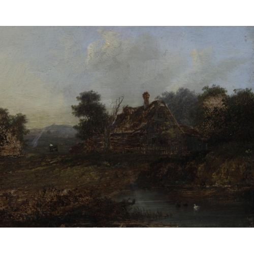 873 - Morris (Senior), Charles (British, 1828-1870). Pair of oils on panel depicting rural landscapes with... 