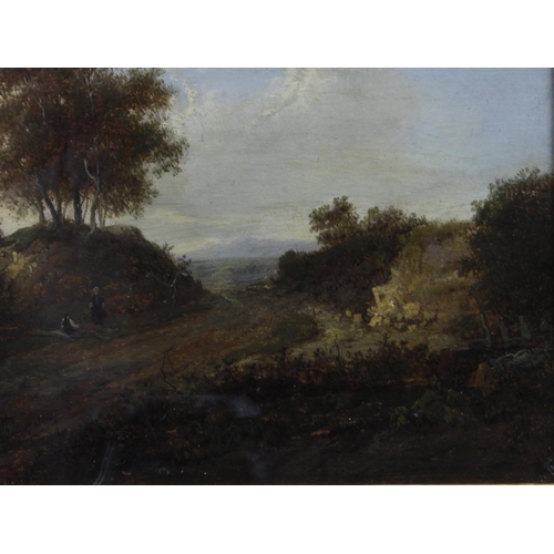 874 - Morris (Senior), Charles (British, 1828-1870). Pair of oils on panel depicting rural landscapes with... 