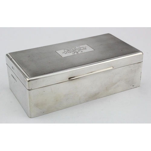 896 - Silver cigarette box (has a wooden lining) hallmarked B.S. Ltd. Birm. 1967.  Gross weight 16 oz appr... 