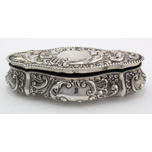 915 - Edward VII ornate silver dressing-table box (has three little holes to lid caused by over-cleaning),... 