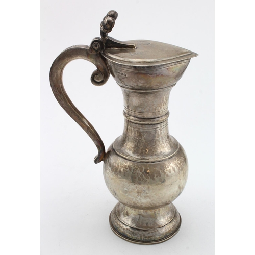 982 - German (Hanau) silver single handled ewer with acorn decoration to lid, Hallmarked for Berthold Mull... 