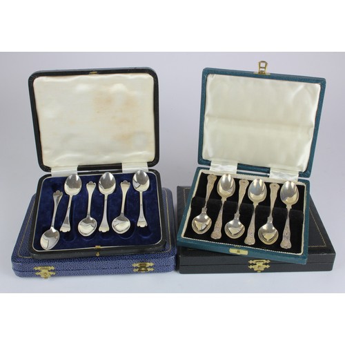 975 - Four boxes of silver & steel cutlery, various makers & dates comprising six modern King's pattern kn... 