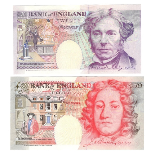 100 - Kentfield and Gill Matching Pair, Kentfield 50 Pounds issued 1994 and Gill 20 Pounds issued 1991, bo... 