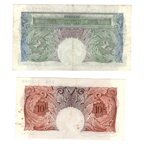 104 - Mahon (2), 10 Shillings issued 1928, serial Y69 248098 (B210, Pick362a) a few small brown spots, oth... 