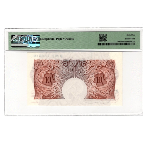 111 - O'Brien 10 Shillings (B271) issued 1955, serial B20Y 738616 (B271, Pick368c) in PMG holder graded 65... 