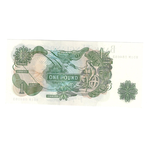 121 - Page 1 Pound (B321) issued 1970, scarce FIRST RUN REPLACEMENT note 'W01M' prefix, serial W01M 084083... 