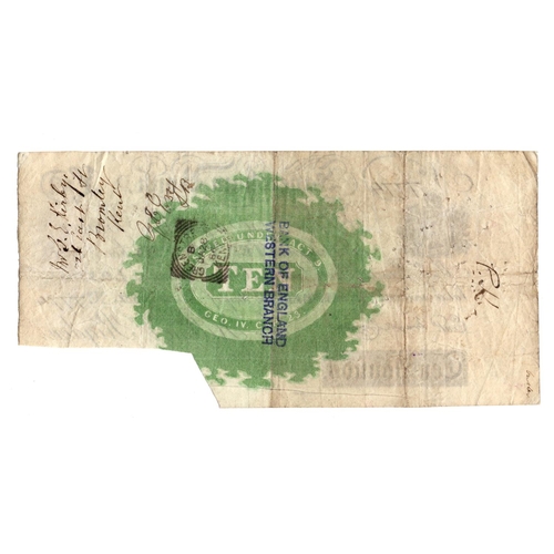 207 - Faversham Bank 10 Pounds dated 1884, serial No. 7774 for Hilton & Rigden, an unrecorded date and par... 