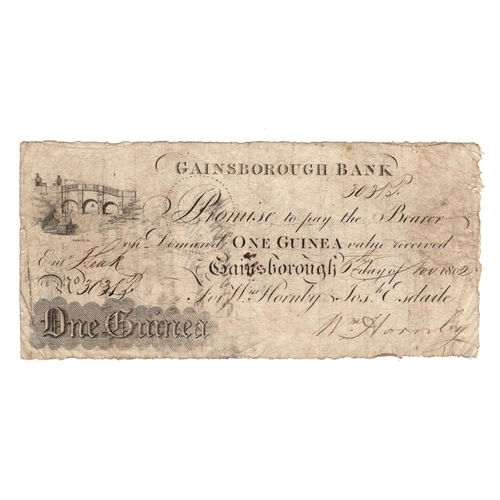 208 - Gainsborough Bank 1 Guinea dated 1802, No. 3031 for Wm Hornby & Joseph Esdaile (Outing 811a) bankrup... 