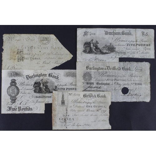 216 - Provincial Banks (5), Berwick Bank 1 Guinea dated 24th December 1799, serial No. B5119 for Surtees, ... 