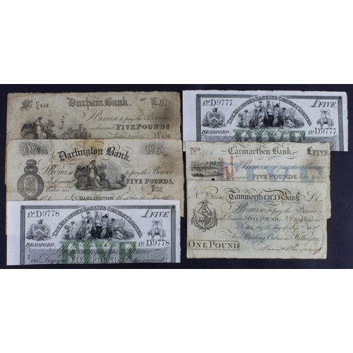 217 - Provincial Banks (6), Tamworth Old Bank 1 Pound dated 1817, serial No. 2084 for Harding, Oakes & Wil... 