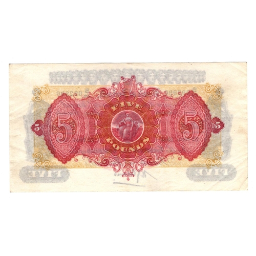 293 - Northern Ireland, Bank of Ireland 5 Pounds dated 22nd November 1943, serial S/22 092990 (PMI BA99, P... 