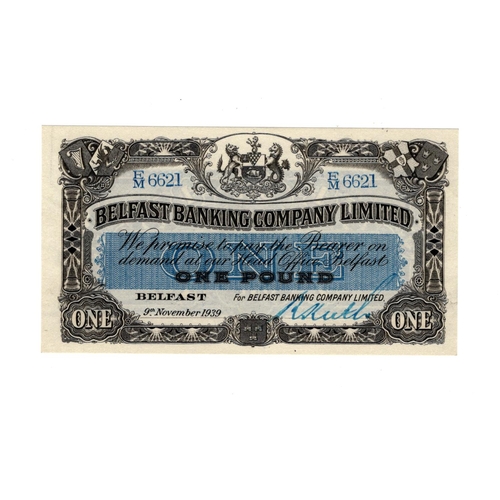 294 - Northern Ireland, Belfast Banking Company 1 Pound dated 9th November 1939, serial E/M 6621 (PMI BB65... 