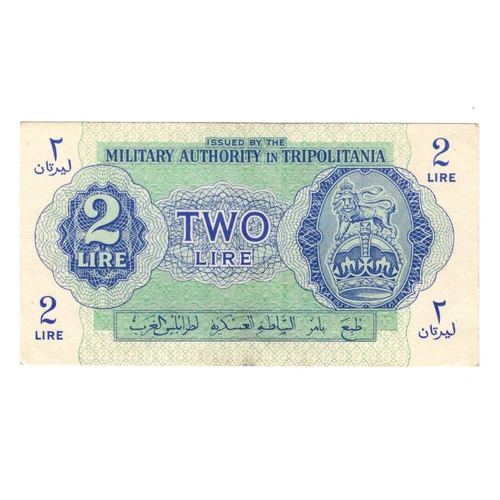 629 - Libya Tripolitania 2 Lire issued 1943 for allied forces in Africa (TBB B002a, PickM2) EF