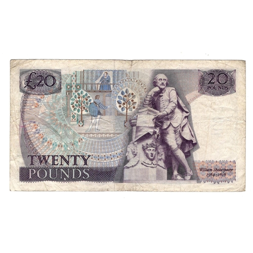 69 - Fforde 20 Pounds (B319) issued 1970, very rare REPLACEMENT note, only issued with 'M01' prefix, seri... 