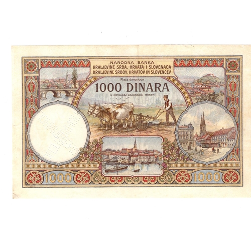 849 - Yugoslavia 1000 Dinara dated 30th November 1920, very rare 1st issue WITHOUT King Karageorge portrai... 