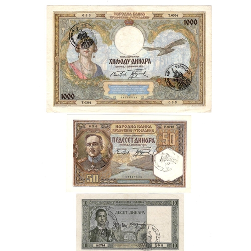 856 - Yugoslavia Italian Occupation of Montenegro during WW2 (3), 1000 Dinara issued 1941 (old date 1931) ... 