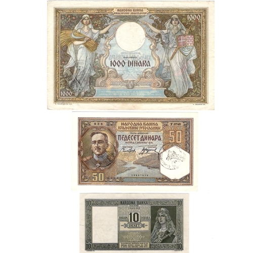 856 - Yugoslavia Italian Occupation of Montenegro during WW2 (3), 1000 Dinara issued 1941 (old date 1931) ... 