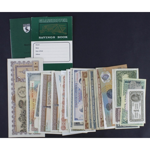 872 - World (44), including Burma 5 Rupees Revenue Stamp, Indonesia 5 Rupees 1957, Italy 500 Lire 1947, Au... 