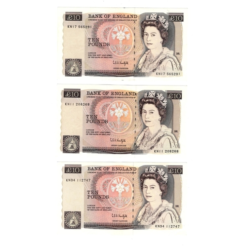 91 - Kentfield 10 Pounds (B360) issued 1991 (3), 'KN' prefix, last of the Florence Nightingale issue, ser... 