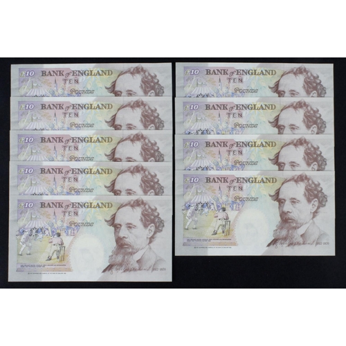 93 - Kentfield 10 Pounds (B366) issued 1992 (9), a consecutively numbered run of FIRST SERIES notes, seri... 