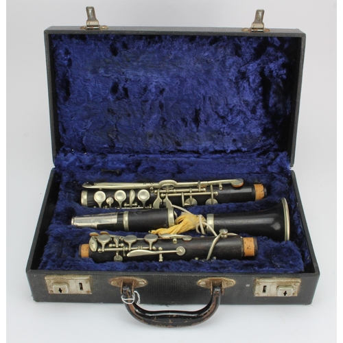 348 - Buisson (F.). A four piece clarinet, F. Buisson, Paris (B, Low Pitch), contained in a fitted Boosey ... 