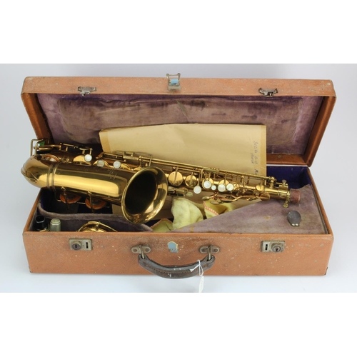 353 - Selmer. Modele 22 saxophone by H. Selmer (no. 3258), with neck & mouth piece, contained in a fitted ... 