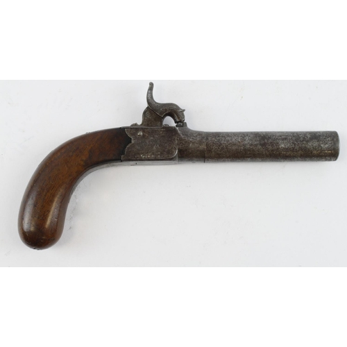 101 - Unusual large bore 19th century percussion pocket pistol with folding trigger screw barrel no retail... 