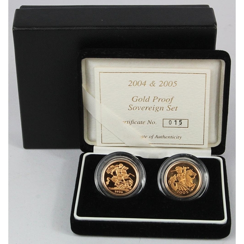 1048 - Sovereign two coin set  2004 & 2005. Proof aFDC boxed with certificate