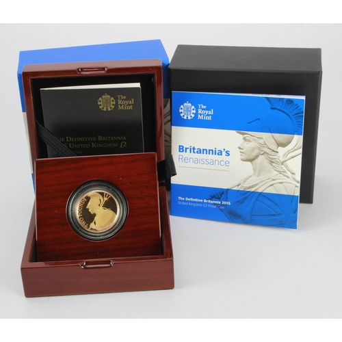 1075 - Two Pounds 2015 gold proof aFDC boxed as issued