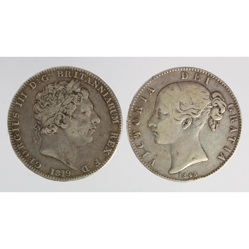 1098 - Crowns (2): 1819 LIX aF, and 1845 cinquefoils Fine.