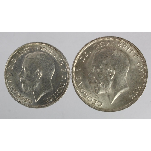 1125 - George V silver (2): Halfcrown 1915 EF, and Florin 1916 EF