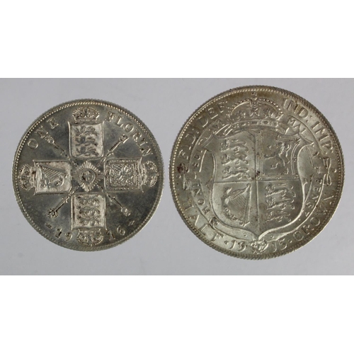 1125 - George V silver (2): Halfcrown 1915 EF, and Florin 1916 EF