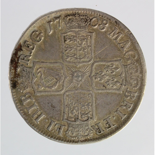 1127 - Halfcrown 1708 Septimo, E below bust (Edinburgh mint), S.3605, Fine.